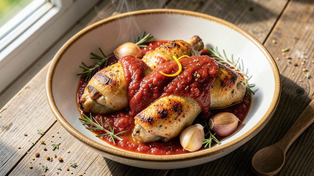 Baked Chicken Thighs in Tomato Sauce Recipe: Slow-Simmered Richness with Herbed Crisp