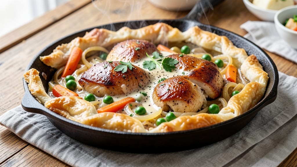 America's Test Kitchen Cast Iron Chicken Pot Pie Recipe: Flaky Crust, Foil-Sealed Juiciness