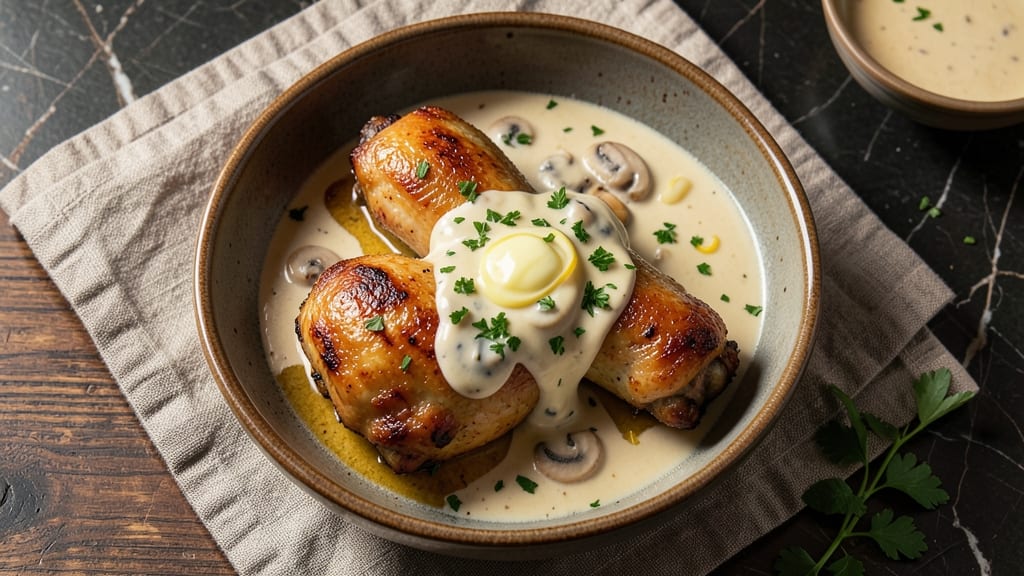 Baked Chicken Drumsticks With Cream Of Mushroom Soup Recipe: Crispy Crust and Creamy Sauce Fusion