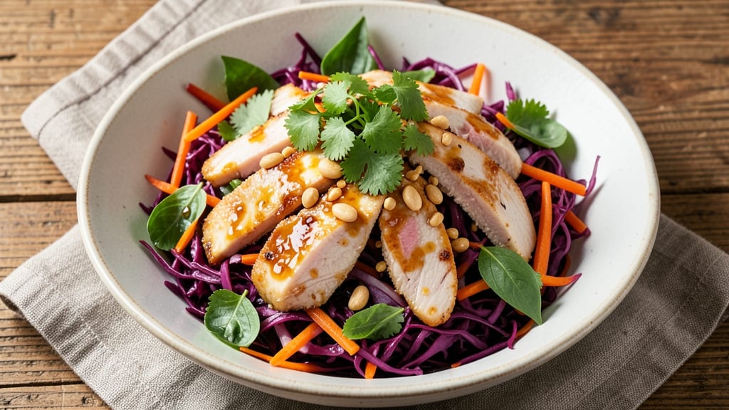 Asian Chopped Chicken Salad Recipe: Crunchy Peanut-Lime Dressing and Fresh Herb Bite