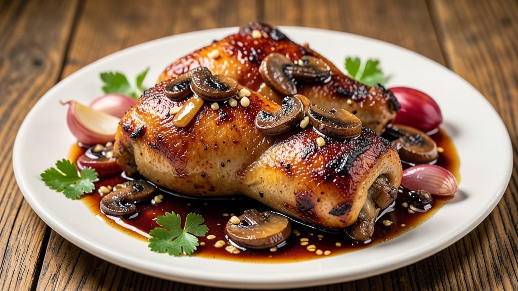 Baked Chicken Thighs With Mushrooms Recipe: Earthy Mushroom Sauce That Melts Into Crispy Skin