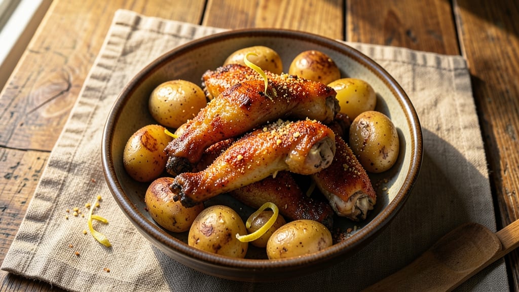 Baked Chicken Wings and Potatoes Recipe: Crispy Skin, Fluffy Potatoes in One Pan
