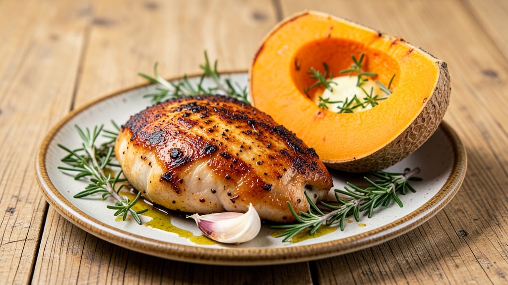 Baked Chicken Breast and Acorn Squash Recipe: Sweet Roasted Squash Meets Herb-Crusted Chicken